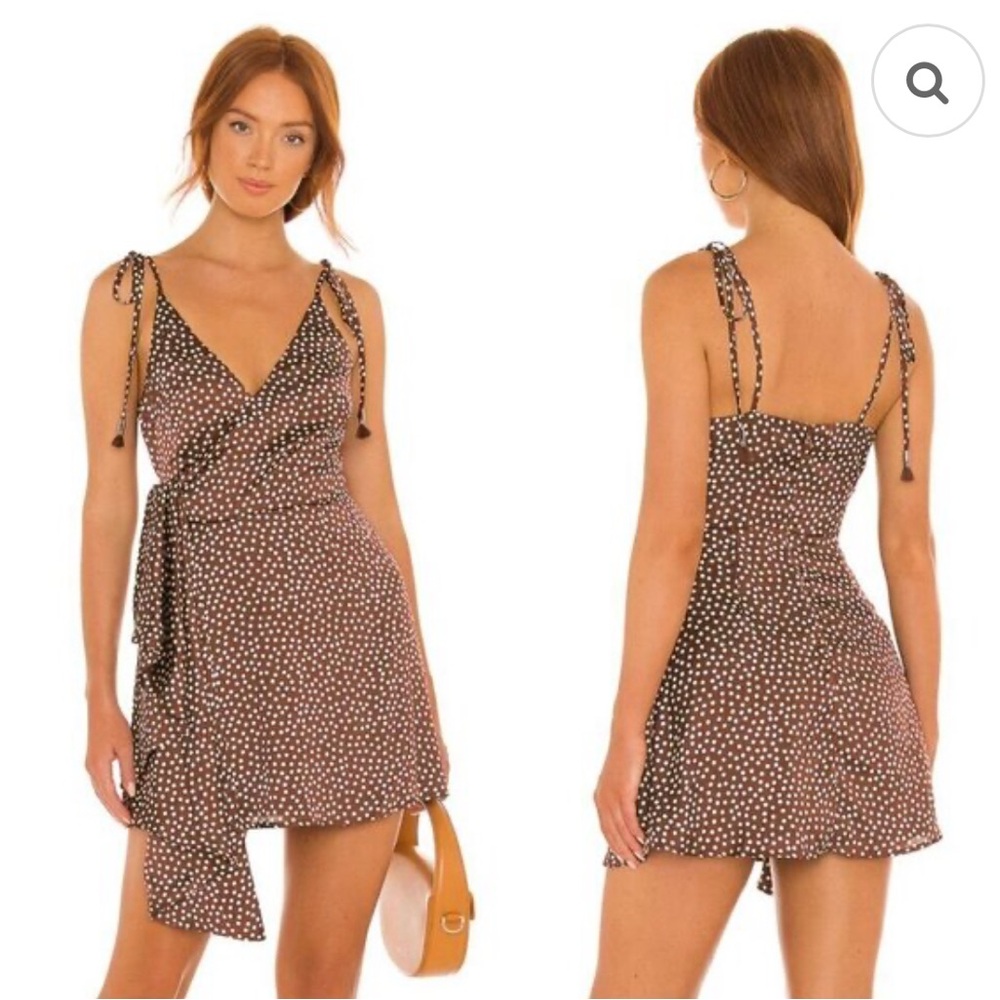 LOVERS + FRIENDS🖤 Nelly Midi Brown Polka Dot Dress